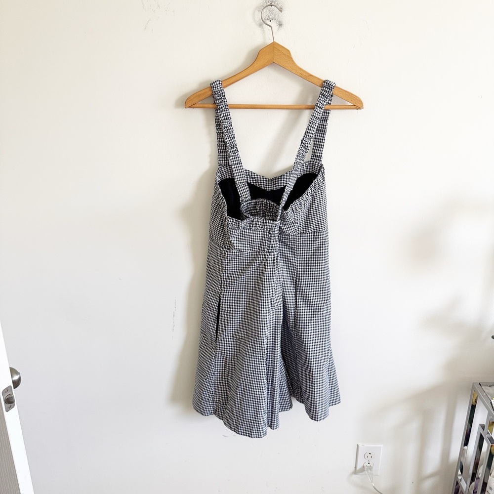 Anthropologie Maeve Sweatheart gingham Mini Dress Black White Pockets Sz XL - Picture 5 of 9